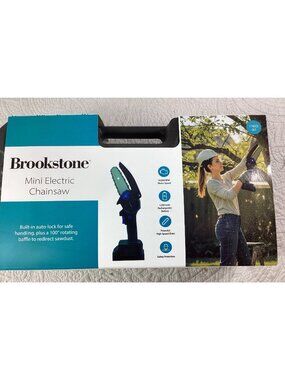 Brookstone Mini Electric Chainsaw*Auto-Lock*High-Capacity Battery*7-Pc Set*NIB